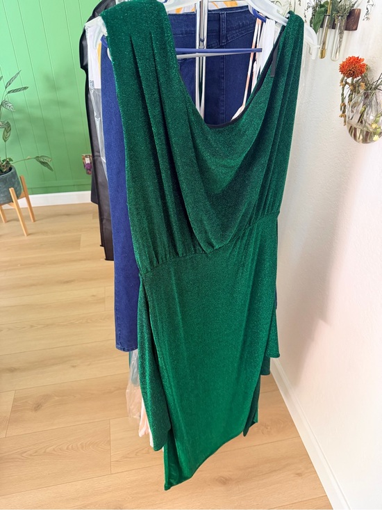 Petal & Pup Dresses & Skirts - Petal & Pup Shimmery Emerald Green Draped Dress